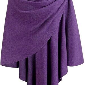 PULI Womens Large Cross Front Poncho Sweater Wrap Topper Knitted Elegant Shawls